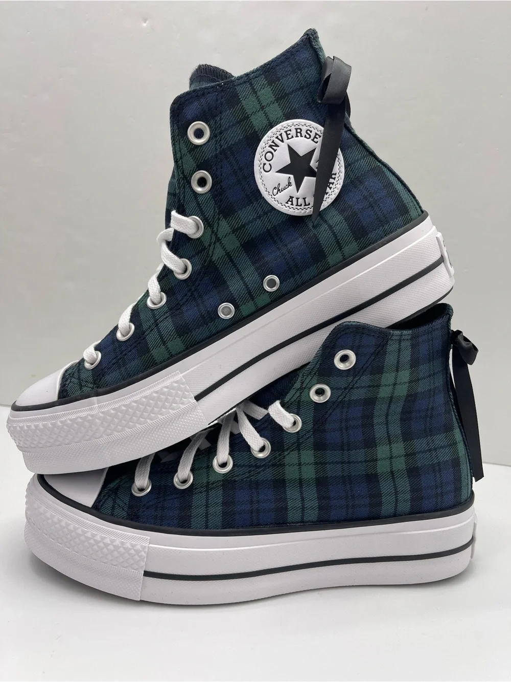 Converse A13879C CTAS LIFT HI NAVY/BLACK/WHITE Platform Sneakers Plaid